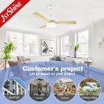 1stshine 220V DC 52" Solid Wood Blades Ceiling Fan with Light and 3 Color LED