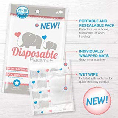 Disposable Placemats Baby Placemat for Restaurant Extra Adhesive Sticks to Table