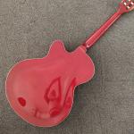 6 strings Guitar in Orange Color,Red Back and Side,Side Pickup,Hollow Body