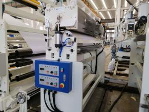 China 1200-1600mm Large Non Woven Paper Automatic Laminating Machine With 2 Automatic Turnover Air Shaft High Speed White Blue factory