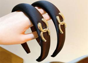 China GLH059 Vintage French style double C fabric headband female autumn/winter high cranial top clip headbands accessories factory
