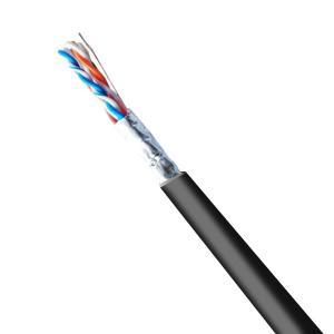 China Black Cat6 FTP 23AWG Outdoor PE Jacket Network Cable Extend To 550MHZ 1000FT factory