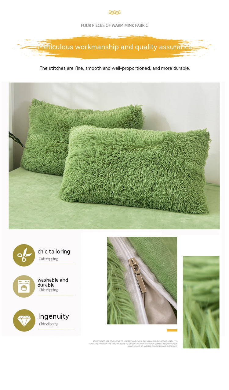 Customizable Modern Style Rainbow Color Faux Fur Velvet Fluffy Plush Soft Bedding Set