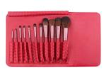 Essential 11pcs Professional Makeup Brush Set Wooden Handle Goat Hair Leather