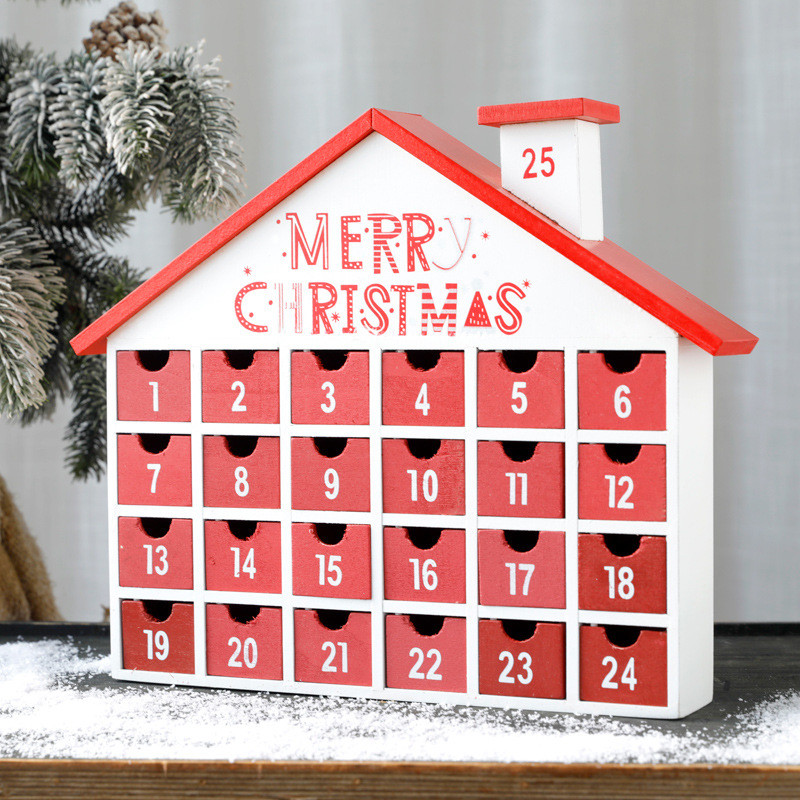 Luxury Creative Christmas Wooden Gift Box Calendar Cabinet Drawer Decoration