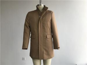 China Camel Cavalry Twill Mens Lightweight Trench Coat Zip Through Funnel Collar TW86724 factory