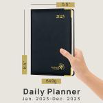 Executive A5 Size 2023 Daily Planner Black PU Cover 1 Page Per Day For 365 Days