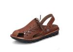 Outdoor Handmade Leather Sandals Summer Black Platform Flat Sandals For Men