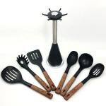2024 Best Seller Wooden Handle Silicone Cooking Utensil Set with Nylon66