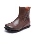 S218 Gradient polished retro ethnic style handmade women's shoes cowhide flat