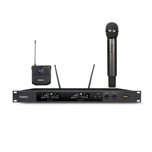 China EIA 19&quot; 1U UHF Wireless Microphone Dual Channel PLL Synthesized CE ROHS factory