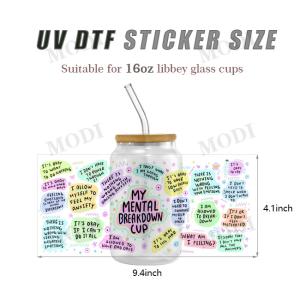 China Custom Size UV DTF Design Cup Wrap Transfers For Libbey Glass Tumblers factory