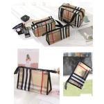 Travel Khaki PVC Stripe Mesh Makeup Bag For Women