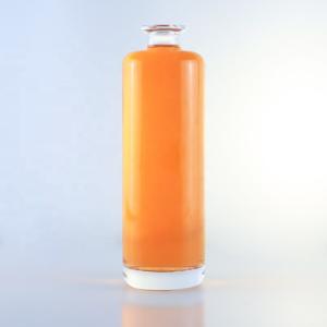 China 750ml Unique Round Flint Glass Bottle with Customized Logo and Cork factory