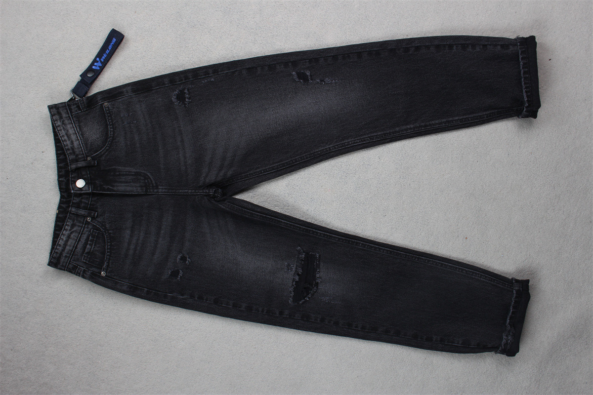 190cm 13oz Black Black Cotton Polyester Rigid Denim Fabric For Jeans