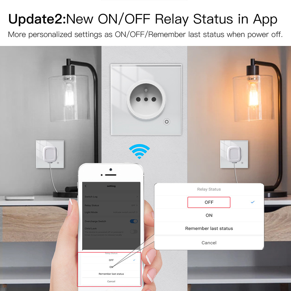 95v Wifi Smart Wall Socket Glass Panel Outlet Power Monitor Relay Status And Light Mode