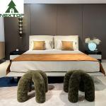 Stainless steel Upholstered Bedroom Sets Modern White Leather King Size Bed