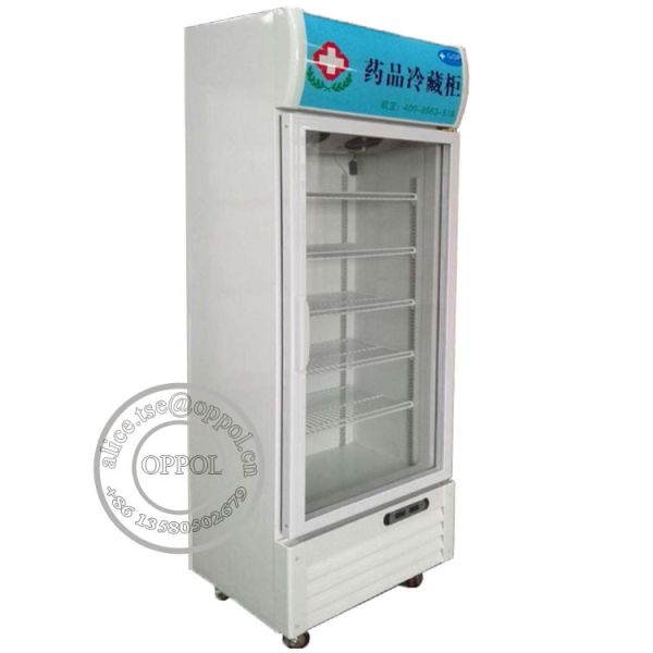 China OP-A106 Single Temperature HEGA Condencer Upright Pharmacy Freezer factory
