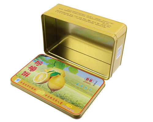 Lemon Cake Tin Box ,CYMK Printed Metal Container Food Graded 0.23mm