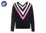 Hot Preppy Style Womens Knit Pullover Sweater Stripes Double Big V Neck Jumper