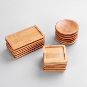 China 9cm Indoors Bamboo Plant Tray Anti Scratch Table Mat For Succulent Plant Pots on sale