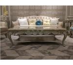 Luxury Elegant Hand Carved Marble Top With Wood Top Coffee Table For Sale