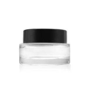 China Cosmetics Packaging Flat Round Face Cream Jar Clear Glass Cream Jar 50g 30g on sale