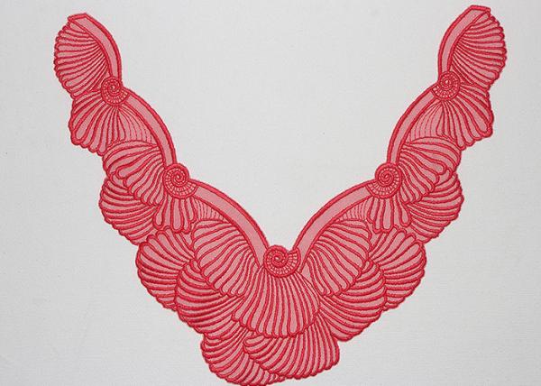 Vintage Scalloped Edge Lace / Applique Embroidered Mesh Lace Trim For V Neckline
