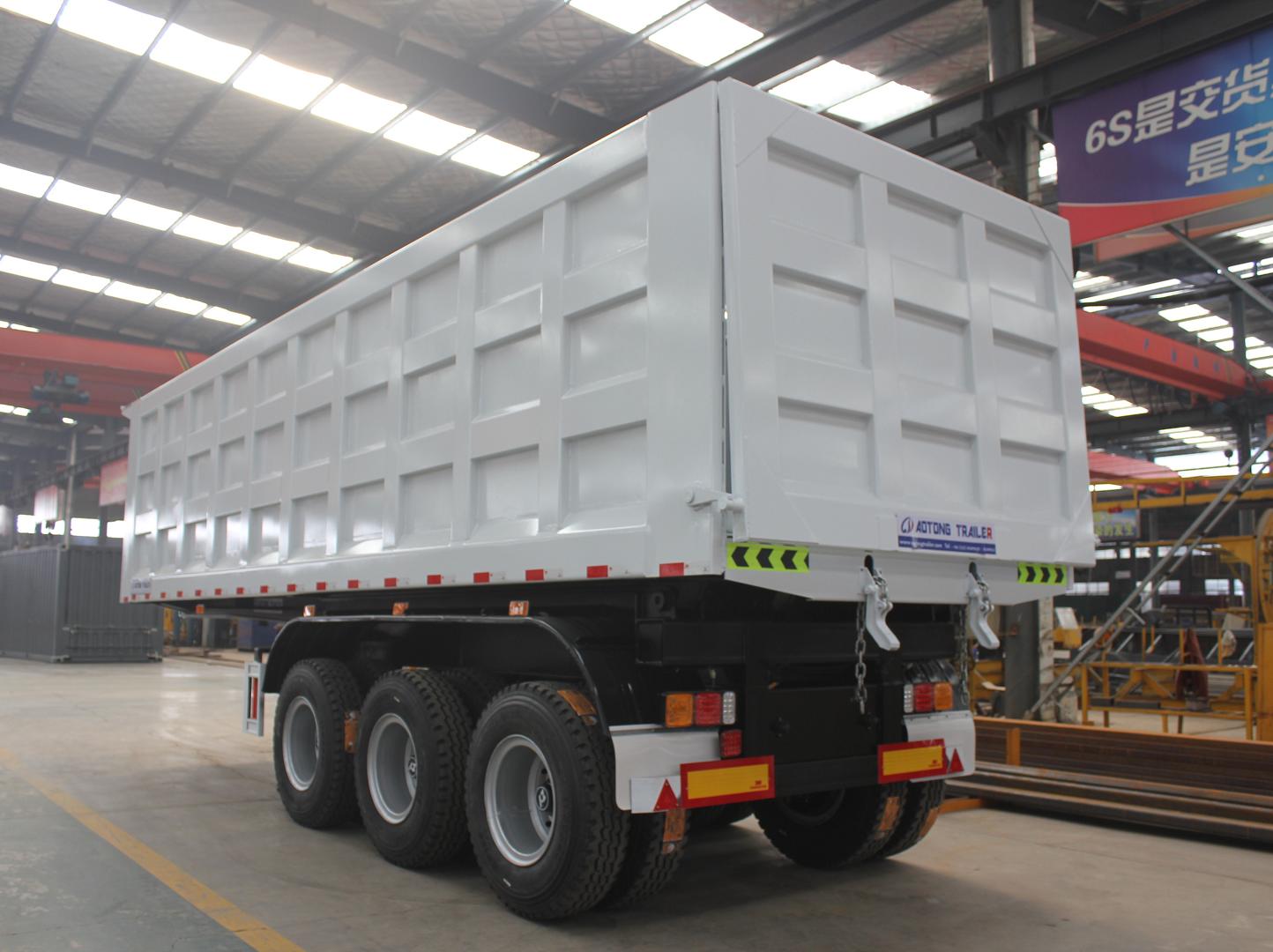 50 tons 3 axle self discharge tipping truck trailers with and HAVY hydraulic cylinder