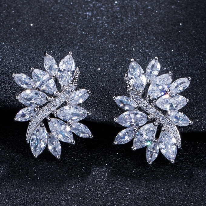 Luxury AAA CZ Stud Earrings For Women Romantic Elegant Female Daily Earrings Colors Available Wholesale