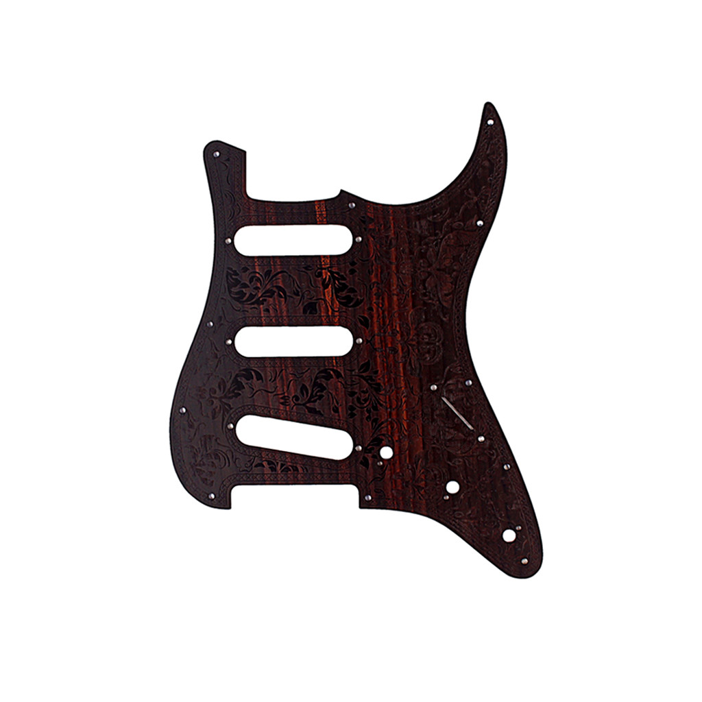 Rosewood Guitar Pickguard SSS Scratch Plate Bauhinia Pattern 11Hole For Stratocasters Electric Guitars