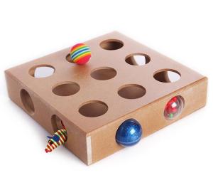 China MDF Wooden Cat Stimulation Toys Moveable Rattle Balls Inside Ecologically Friendly factory