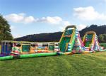 Funny Outdoor Inflatable Obstacle Course Cartoon Multicolor Long Service Life