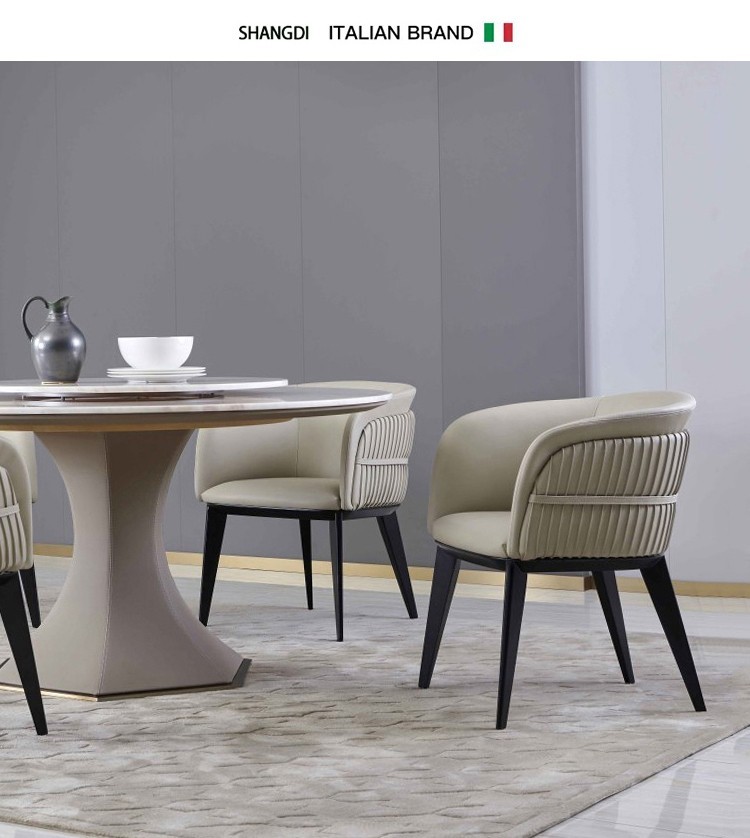 Modern Hotel Restaurant Furniture Genuine Leather Metal Dining Chair