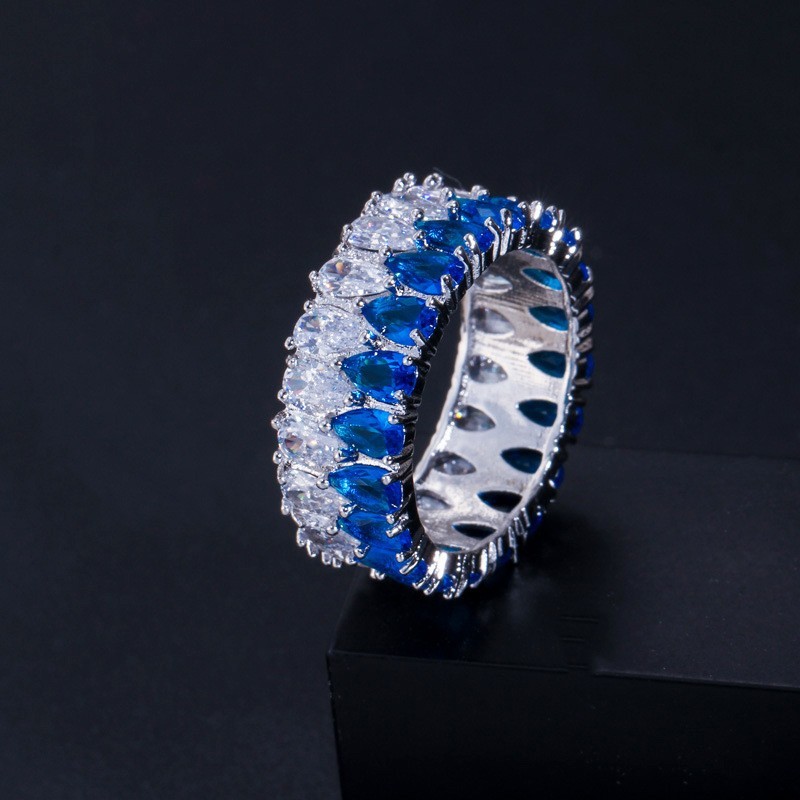 Hot Sale Rainbow CZ Ring For Women Fashion Engagement Wedding Ring Top Quality Charm Ring Jewelry