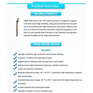 UNIVO UBMD-375AY High-Temperature LVDT Linear Displacement Sensor with AC and DC