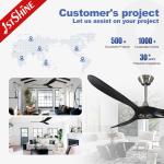 60-inch Black Solid Wood 3-Blade 6-Speed DC Ceiling Fan with Remote No Light