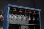 Top Grain Leather Wine Fridge Cabinet , Blue Bar Cabinet With Wine Storage
