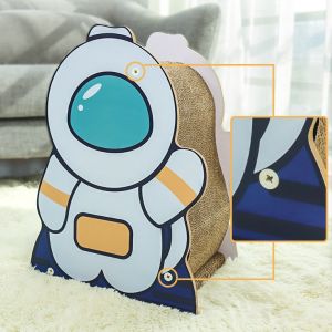 Astronaut Standing Cat Scratching Board Cute Design Corrugated Paper Material Is