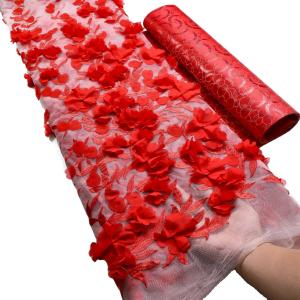 China Supoo African Lace Fabric Exquisitely Embroidered 3D Flowers French Lace for Wedding factory