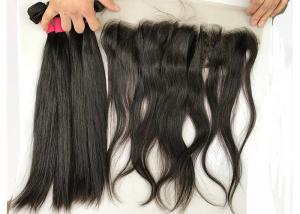 China No Synthetic 100% Brazilian Virgin Hair Extensions 18 Inch Silky Straight With Lace Frontal factory