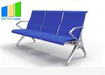 Blue Aluminum Alloy PU Leather 5 Seaters Bank Airport Waiting Chairs