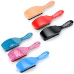 Custom Soft Red Boar Bristle 360 Curved Wave Brush Long Handle For Hair Style