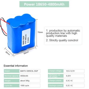 Oem 3S2P 4S2P 2P3S 5S2P 8S2P 12S2P 18650 10S2P 36V 4400Mah Lithium Ion Battery