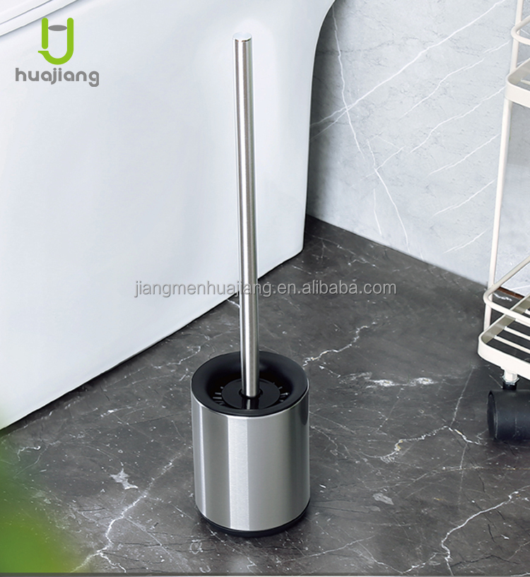 Stainless Steel Anti Finger Print Toilet Brush For Household TPR Bathroom Cleaning