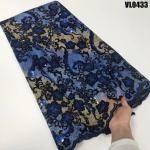 Supoo Aso ebi design flocking velvet lace with sequins Senegal lace fabric