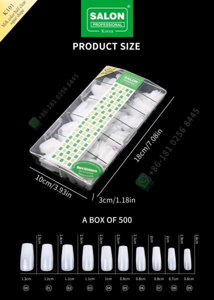 Milk Color/ Half Square Shape French Acrylic Fake Nail with ABS Artificial nail