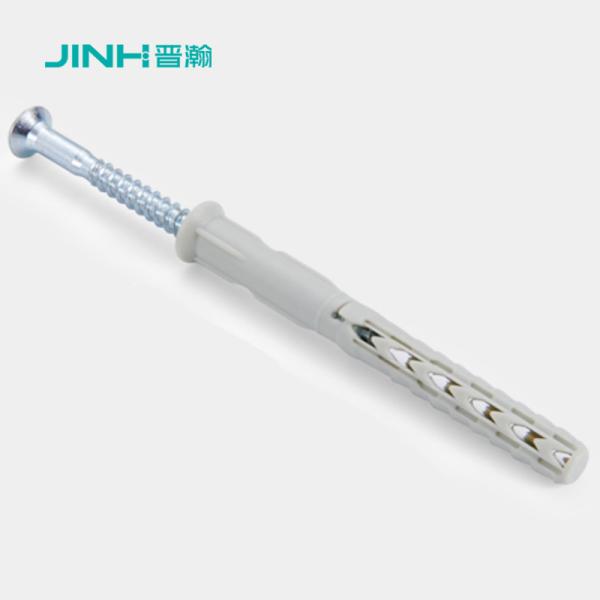 JH-12015 8x60mm Plastic Expansion Anchor Bolt With Screw Gray Expanding Plastic