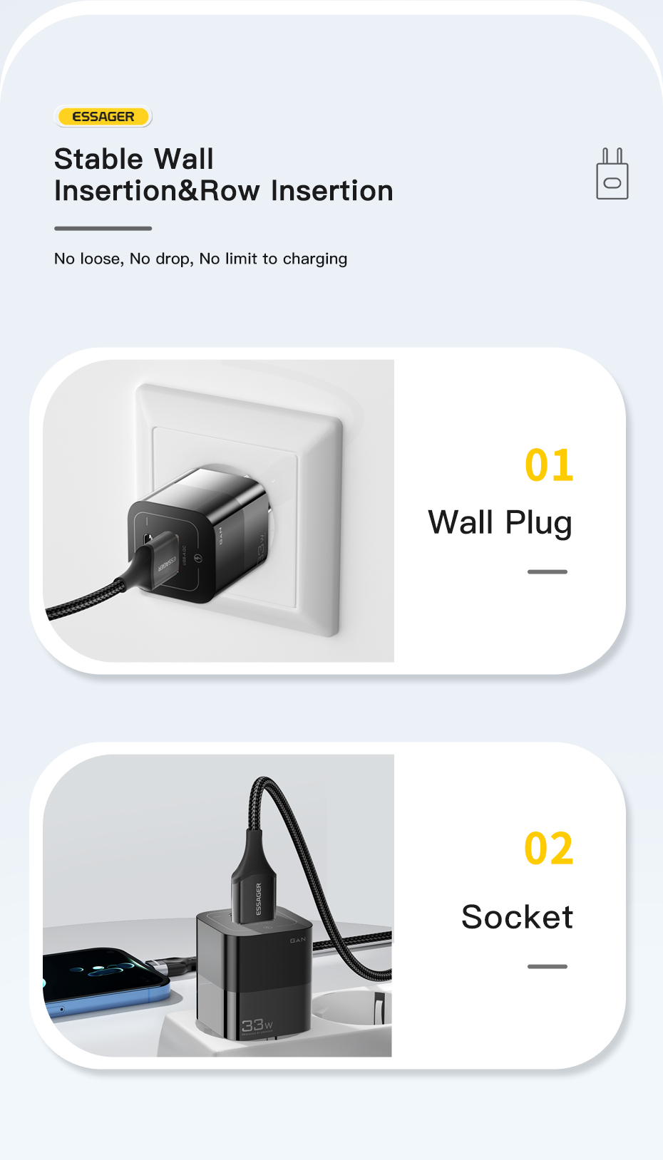 Square Brick USB Port Type C Fast Mobile Phone Charger 30W 5V With EU Plug