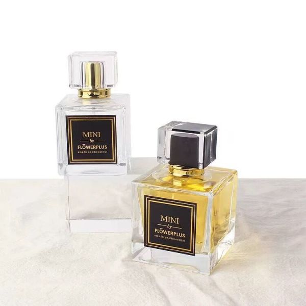 Square Transparent Perfume Bottle Glass Empty With Lid 100ml 50ml
